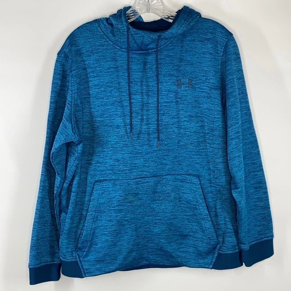 Under Armour Blue Fleece Hooded Loose Fit Coldgear Sweatshirt Size Large